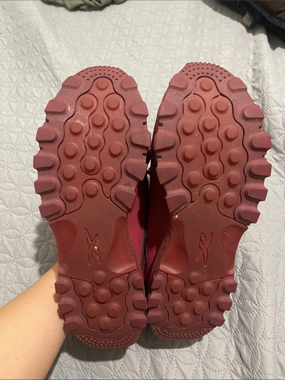 Reebok Red Suede & Mesh Athletic Sneakers